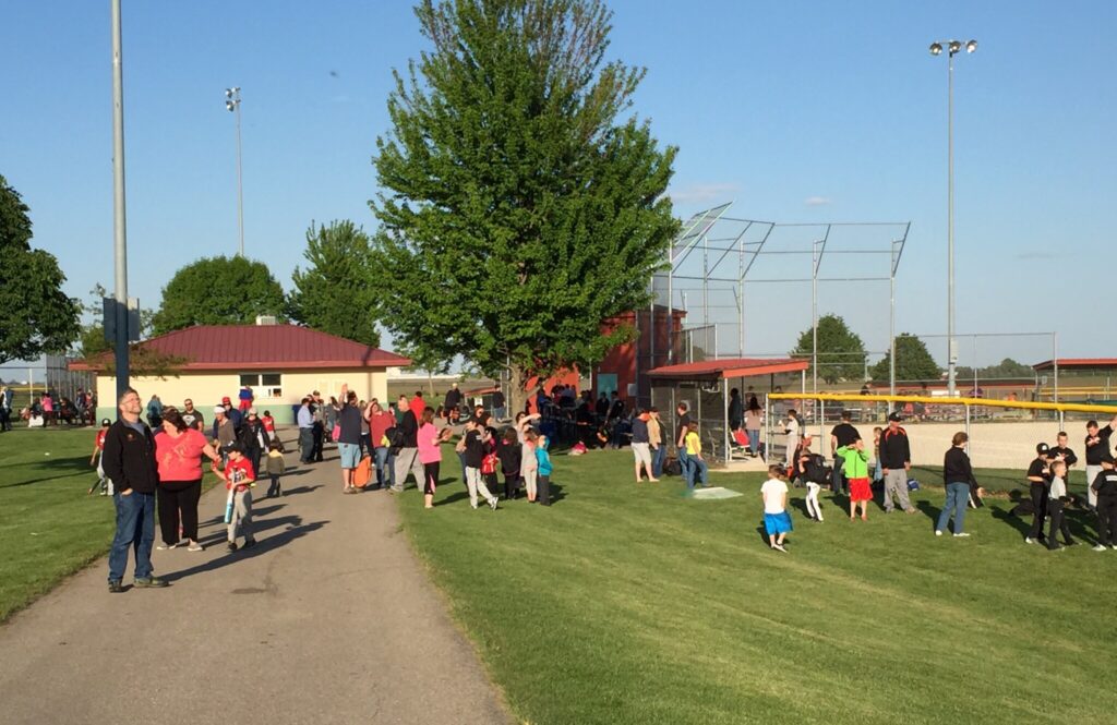 busy night at baseball complex