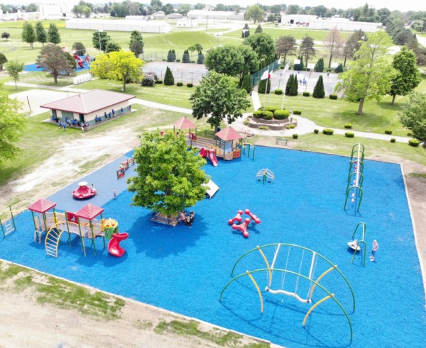 aerial view of the new younger kids playground