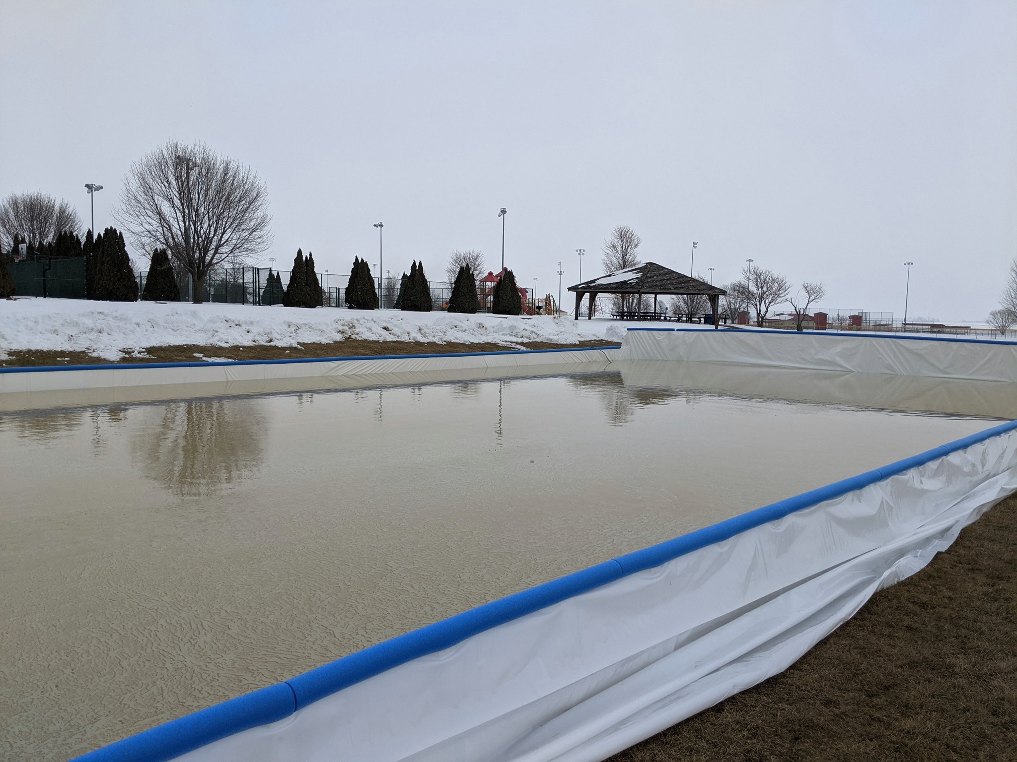 We are making headway on the ice rink as we are making sure the ice depth is cor...