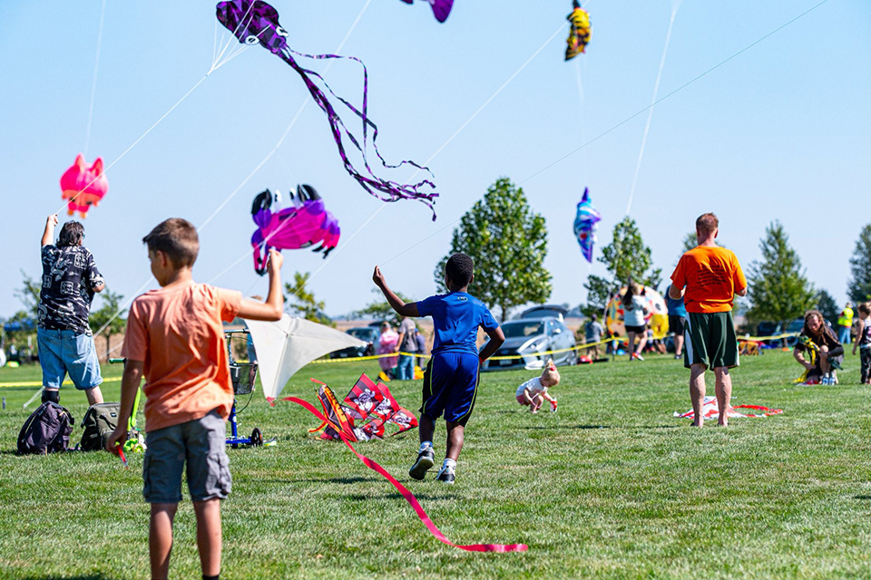 Kids flying kites