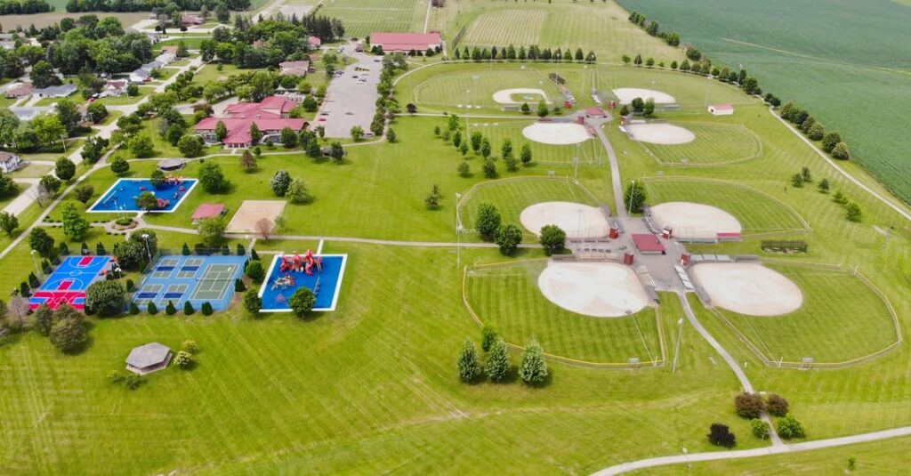 Timeline history - Ahrens park arial view