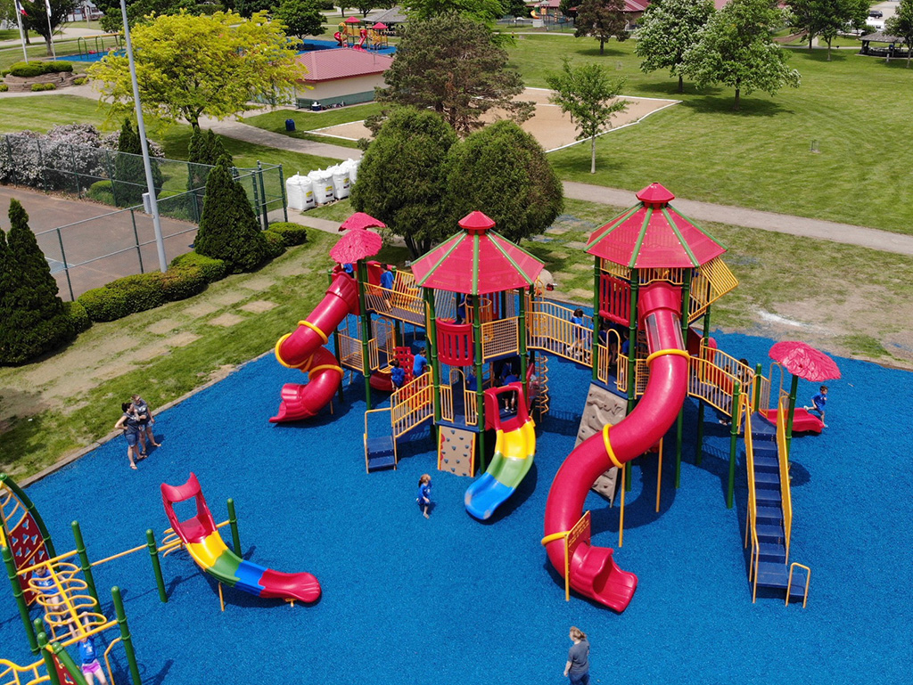 aerial view of the new playground
