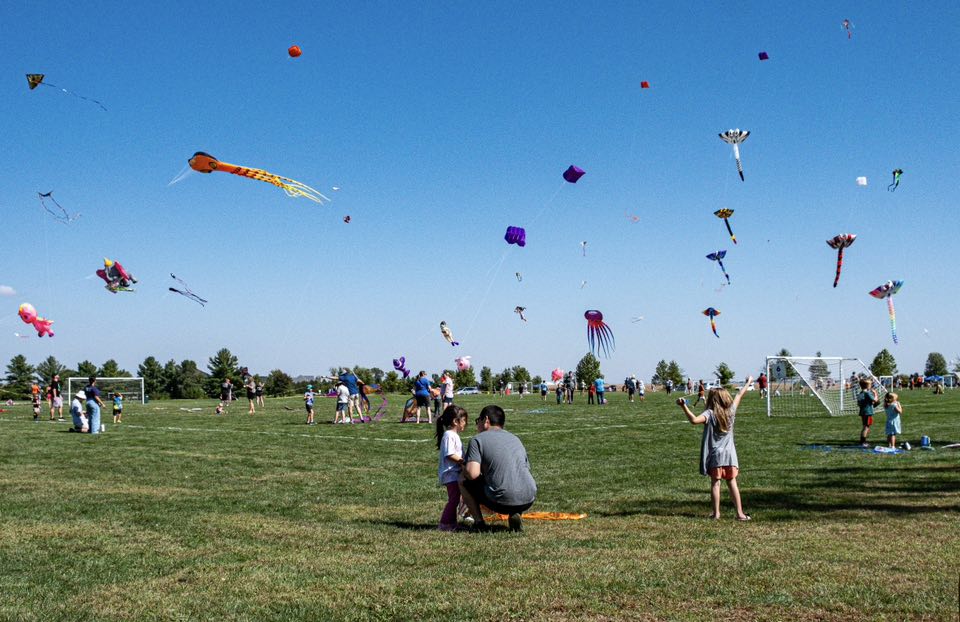 kites over grinnell in Ahrens Park